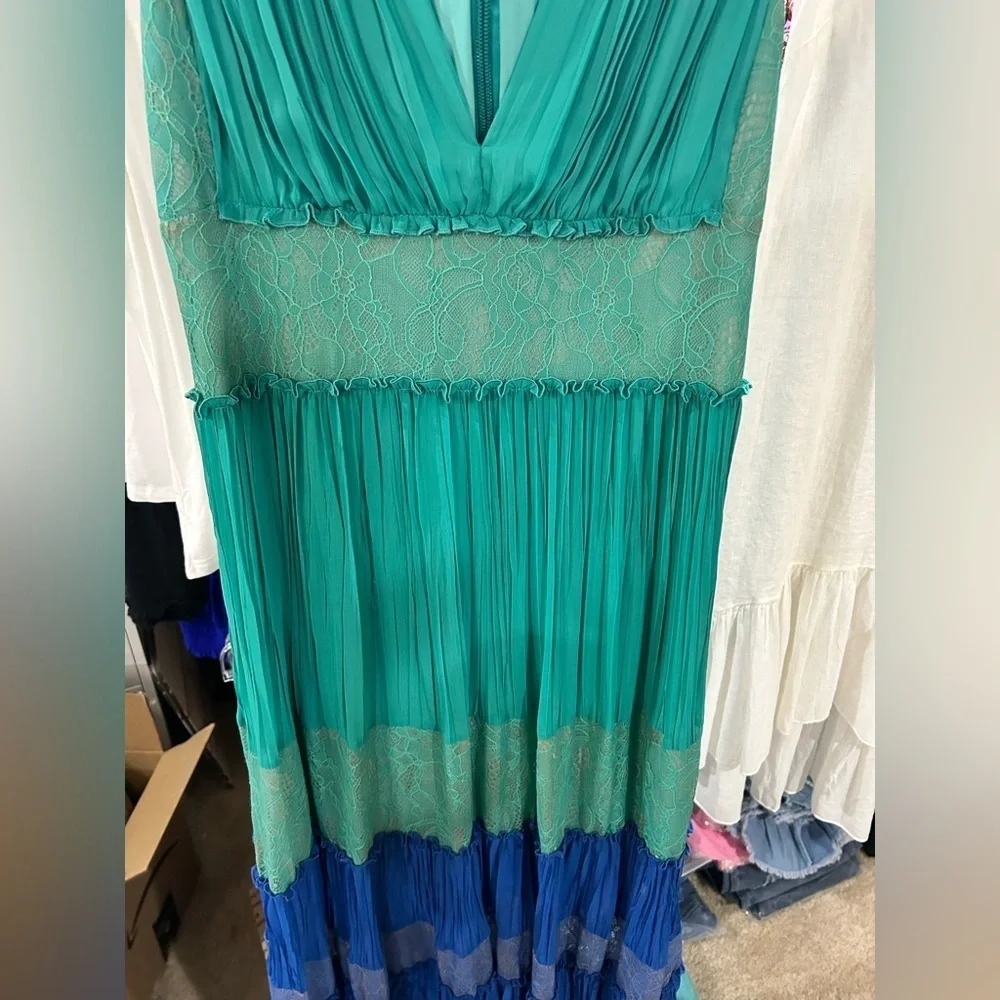BCBGMaxAzria Larkspur Teal and Blue Lace Inset Dress - Picture 8 of 9